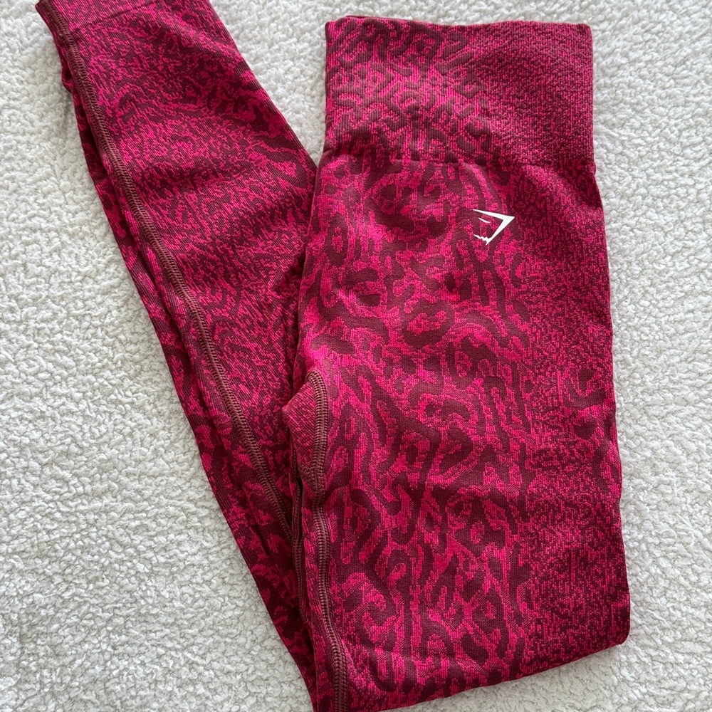 Gymshark Red Pink Animal Print Seamless Leggings